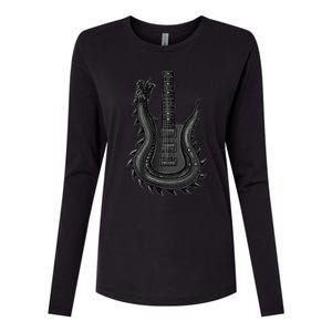 Unique Dragon Guitar Rock N Roll Band Musics Womens Cotton Relaxed Long Sleeve T-Shirt