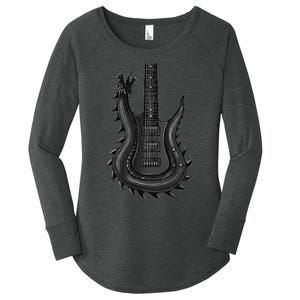 Unique Dragon Guitar Rock N Roll Band Musics Women's Perfect Tri Tunic Long Sleeve Shirt