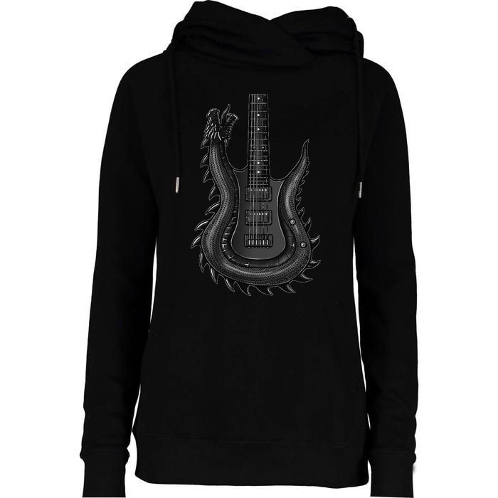 Unique Dragon Guitar Rock N Roll Band Musics Womens Funnel Neck Pullover Hood