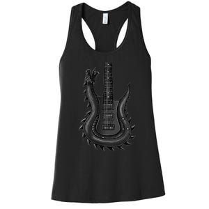 Unique Dragon Guitar Rock N Roll Band Musics Women's Racerback Tank