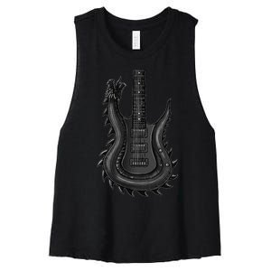 Unique Dragon Guitar Rock N Roll Band Musics Women's Racerback Cropped Tank