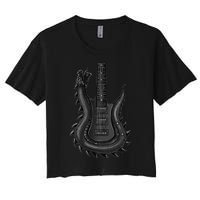 Unique Dragon Guitar Rock N Roll Band Musics Women's Crop Top Tee