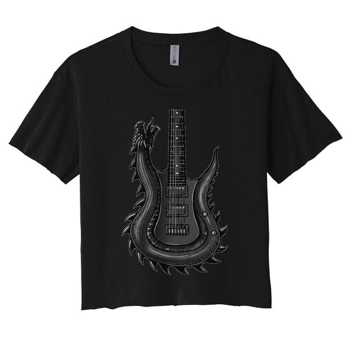 Unique Dragon Guitar Rock N Roll Band Musics Women's Crop Top Tee