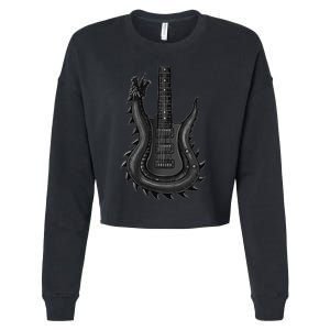 Unique Dragon Guitar Rock N Roll Band Musics Cropped Pullover Crew