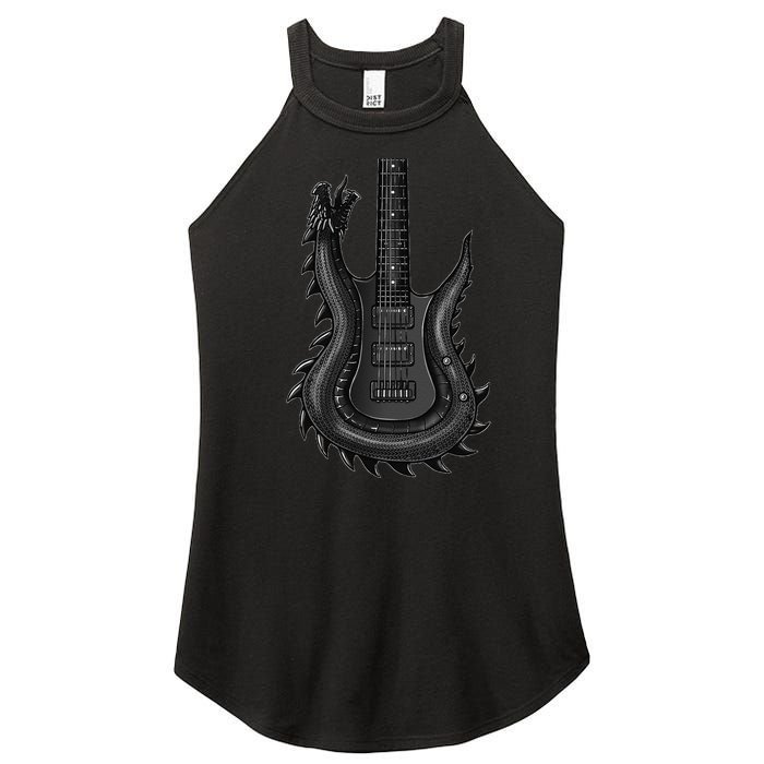 Unique Dragon Guitar Rock N Roll Band Musics Women's Perfect Tri Rocker Tank