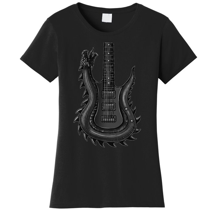 Unique Dragon Guitar Rock N Roll Band Musics Women's T-Shirt