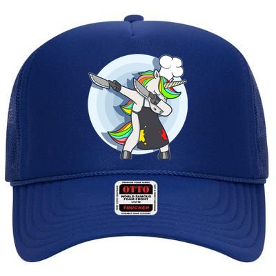 Unicorn Dabbing Greatest Chef Cooking Funny Gift High Crown Mesh Back Trucker Hat