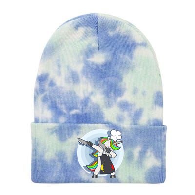 Unicorn Dabbing Greatest Chef Cooking Funny Gift Tie Dye 12in Knit Beanie