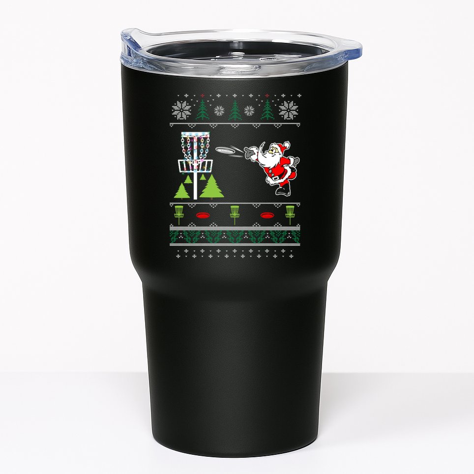 Ugly Disc Golf Santa Christmas Sweater Funny Xmas Frolf Tumbler