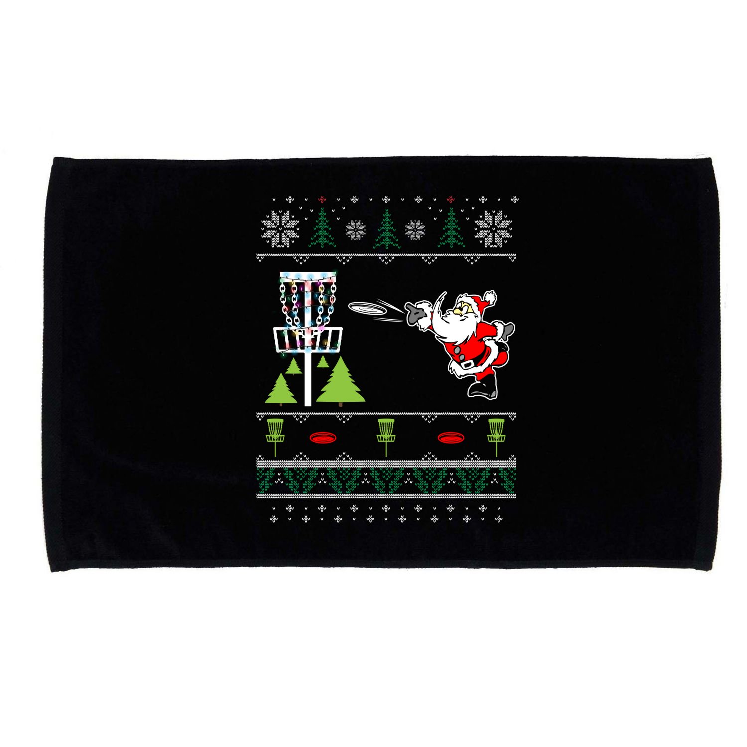 Ugly Disc Golf Santa Christmas Sweater Funny Xmas Frolf Microfiber Hand Towel