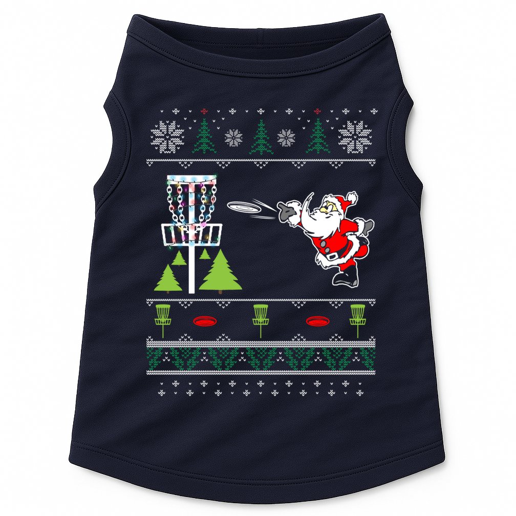 Ugly Disc Golf Santa Christmas Sweater Funny Xmas Frolf Doggie Tank