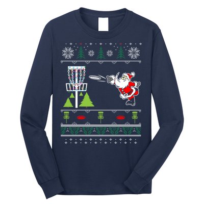 Ugly Disc Golf Santa Christmas Sweater Funny Xmas Frolf Long Sleeve Shirt