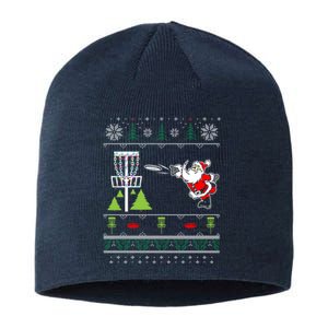 Ugly Disc Golf Santa Christmas Sweater Funny Xmas Frolf Sustainable Beanie