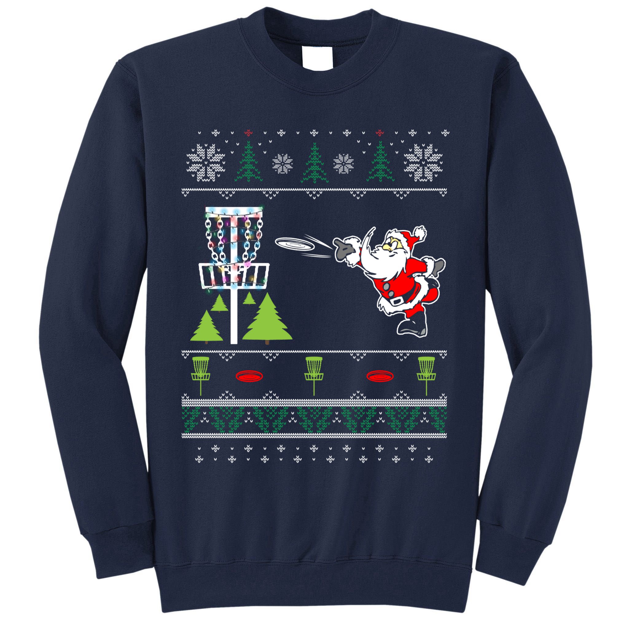 Ugly Disc Golf Santa Christmas Sweater Funny Xmas Frolf Tall Sweatshirt