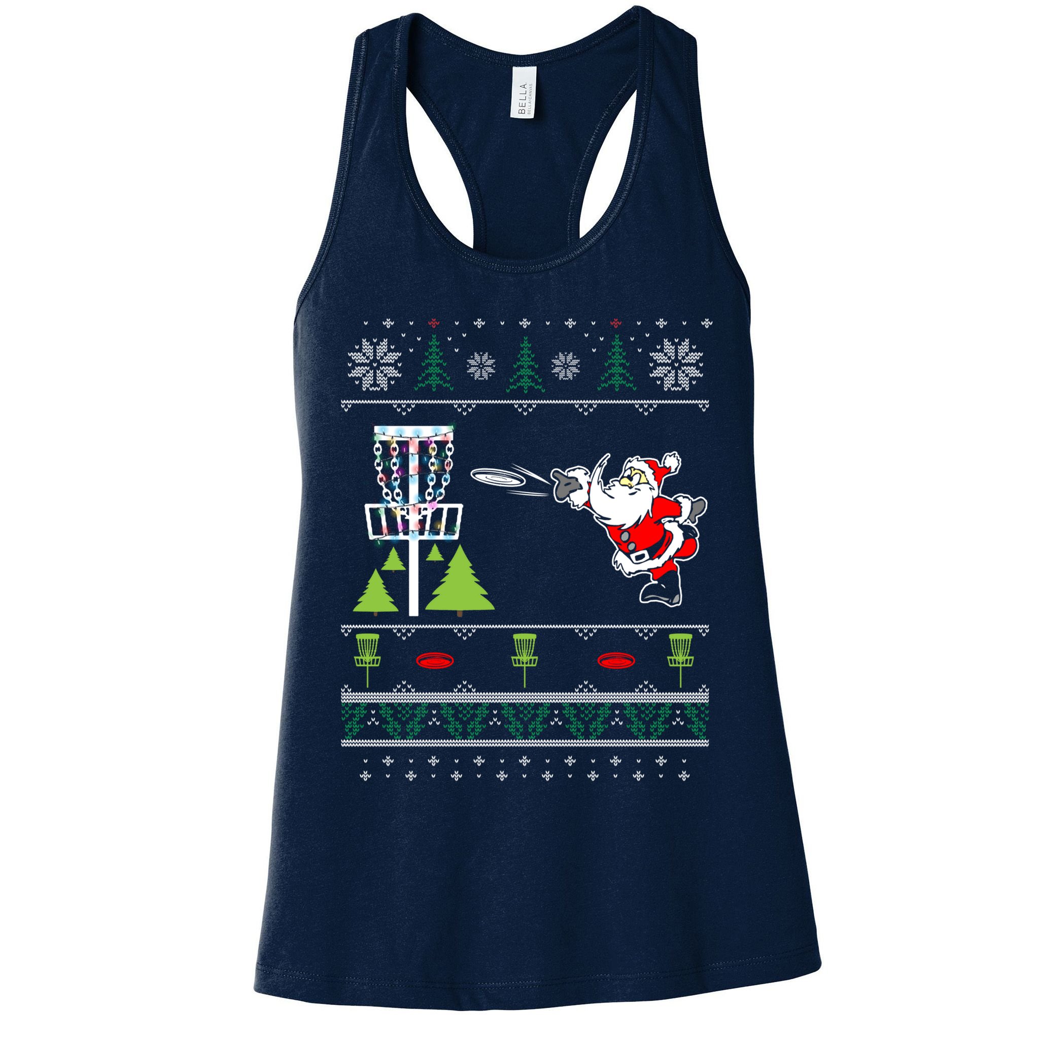 Ugly Disc Golf Santa Christmas Sweater Funny Xmas Frolf Womens Tank Top