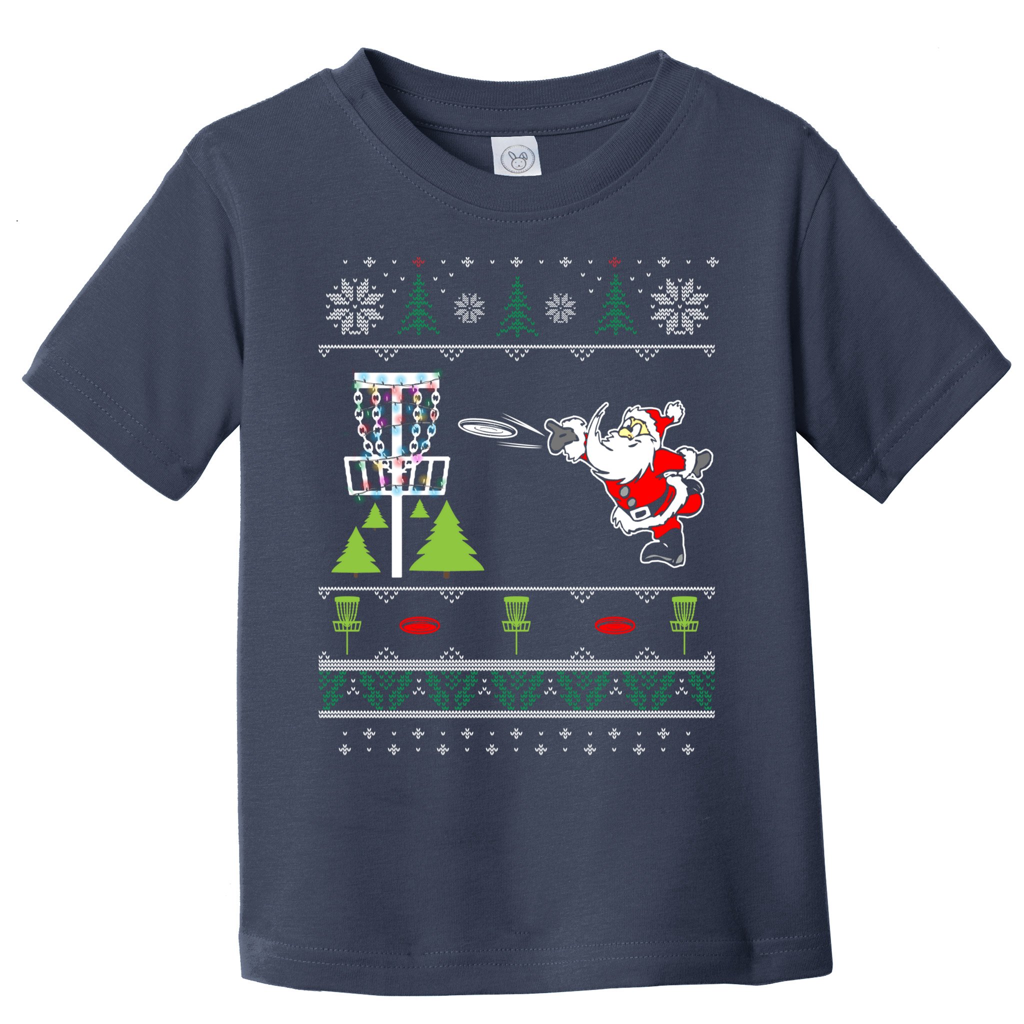 Ugly Disc Golf Santa Christmas Sweater Funny Xmas Frolf Toddler T-Shirt