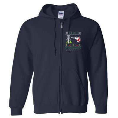 Ugly Disc Golf Santa Christmas Sweater Funny Xmas Frolf Full Zip Hoodie