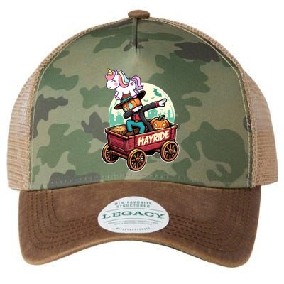 Unicorn Dabbing Halloween Haunted Hayride Wagon Cute Gift Legacy Tie Dye Trucker Hat