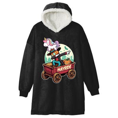 Unicorn Dabbing Halloween Haunted Hayride Wagon Cute Gift Hooded Wearable Blanket