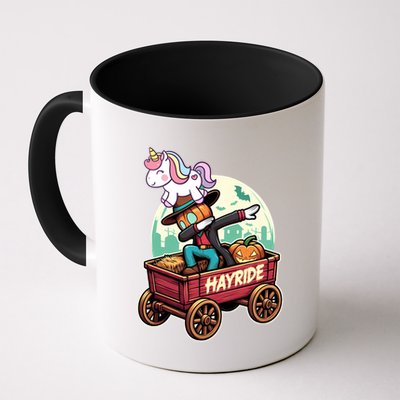 Unicorn Dabbing Halloween Haunted Hayride Wagon Cute Gift Mug