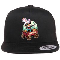 Unicorn Dabbing Halloween Haunted Hayride Wagon Cute Gift Flatbill Hat