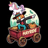 Unicorn Dabbing Halloween Haunted Hayride Wagon Cute Gift Flatbill Hat