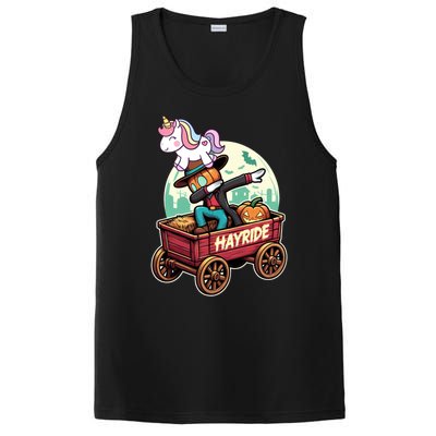 Unicorn Dabbing Halloween Haunted Hayride Wagon Cute Gift PosiCharge Competitor Tank