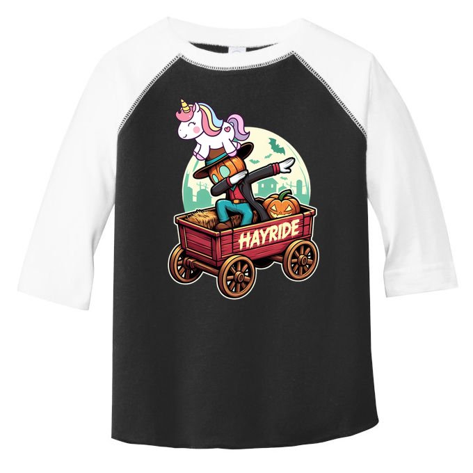 Unicorn Dabbing Halloween Haunted Hayride Wagon Cute Gift Toddler Fine Jersey T-Shirt