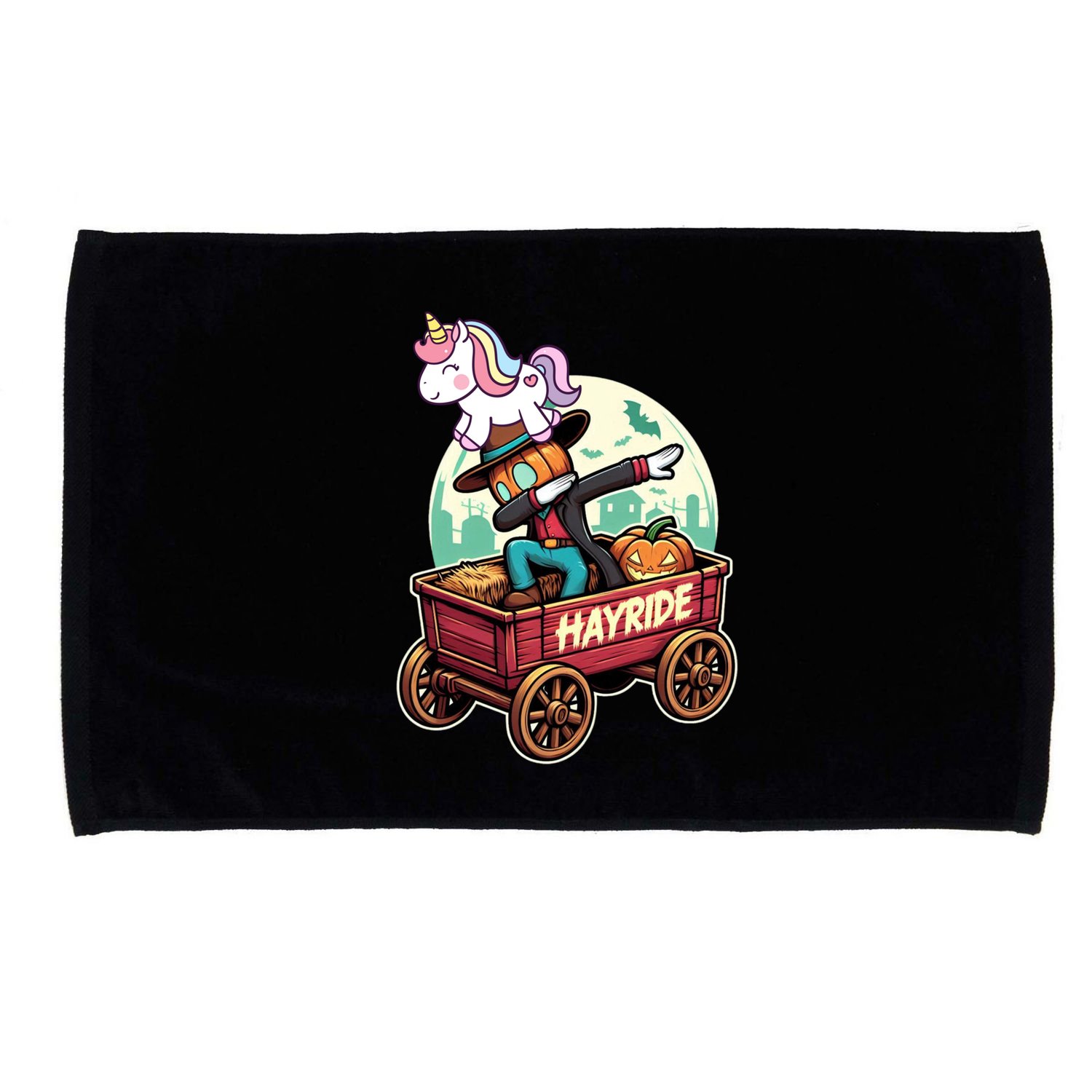 Unicorn Dabbing Halloween Haunted Hayride Wagon Cute Gift Microfiber Hand Towel