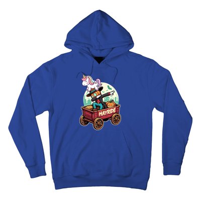 Unicorn Dabbing Halloween Haunted Hayride Wagon Cute Gift Hoodie