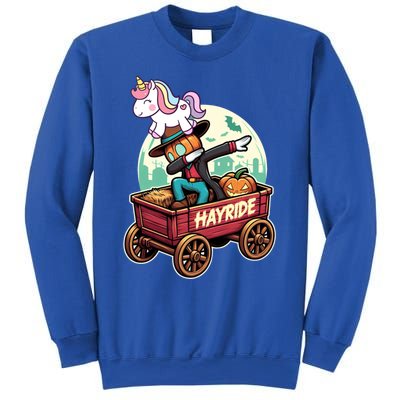 Unicorn Dabbing Halloween Haunted Hayride Wagon Cute Gift Sweatshirt