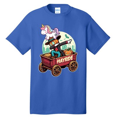 Unicorn Dabbing Halloween Haunted Hayride Wagon Cute Gift Tall T-Shirt