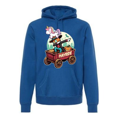 Unicorn Dabbing Halloween Haunted Hayride Wagon Cute Gift Premium Hoodie