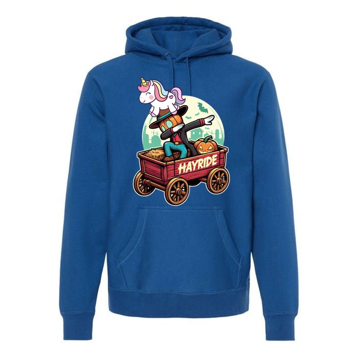 Unicorn Dabbing Halloween Haunted Hayride Wagon Cute Gift Premium Hoodie