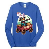 Unicorn Dabbing Halloween Haunted Hayride Wagon Cute Gift Tall Long Sleeve T-Shirt