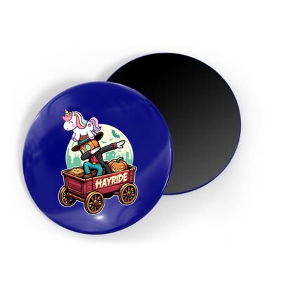 Unicorn Dabbing Halloween Haunted Hayride Wagon Cute Gift Magnet