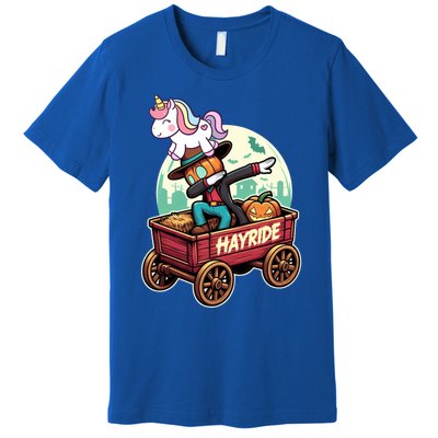 Unicorn Dabbing Halloween Haunted Hayride Wagon Cute Gift Premium T-Shirt