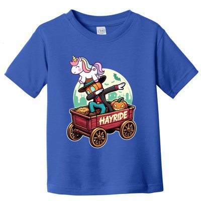 Unicorn Dabbing Halloween Haunted Hayride Wagon Cute Gift Toddler T-Shirt