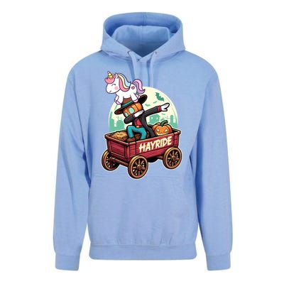 Unicorn Dabbing Halloween Haunted Hayride Wagon Cute Gift Unisex Surf Hoodie