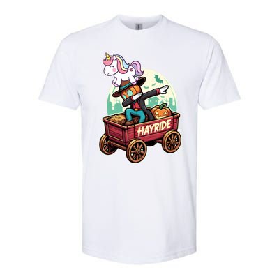 Unicorn Dabbing Halloween Haunted Hayride Wagon Cute Gift Softstyle CVC T-Shirt