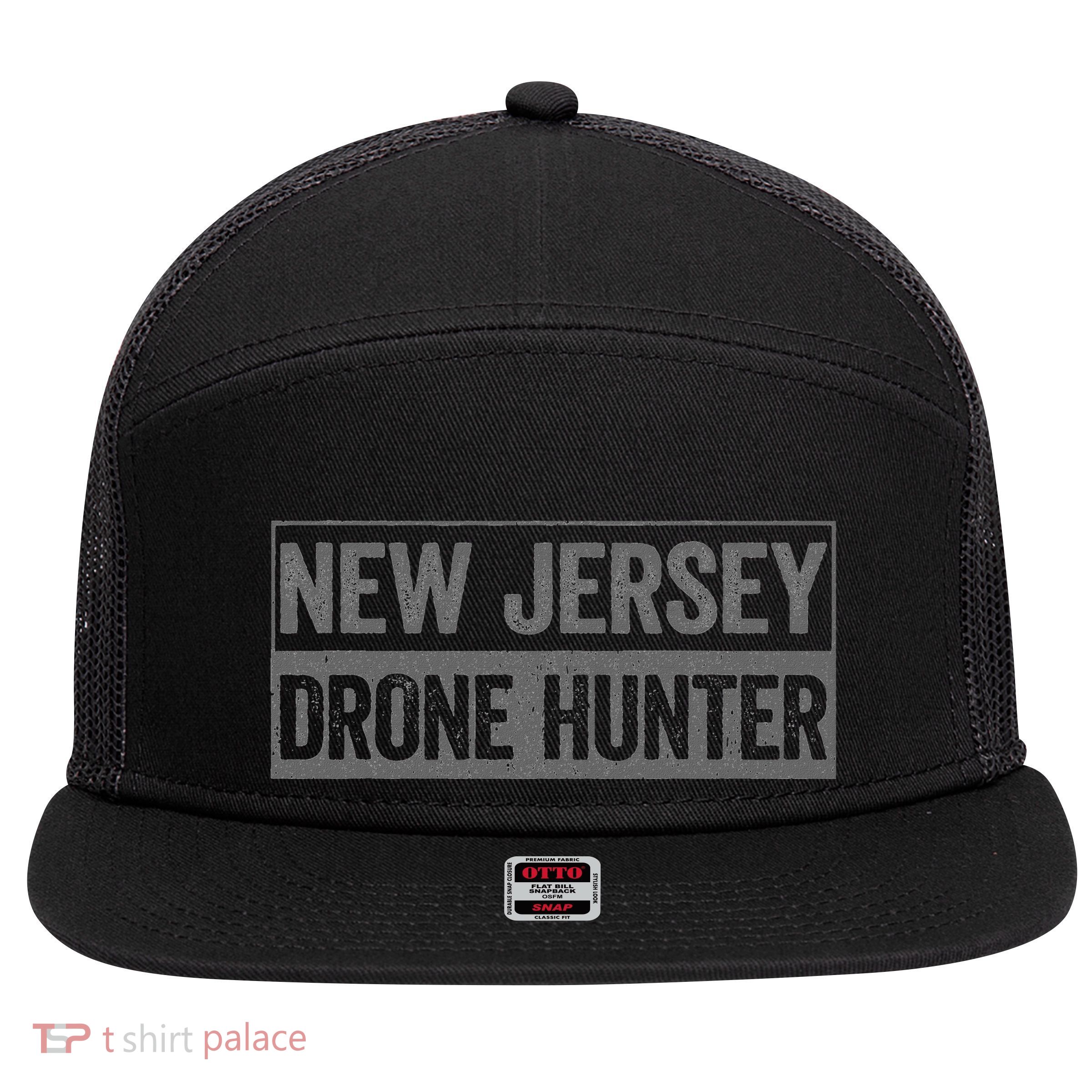 Ufo Drone Humor New Jersey Drone Hunter 7 Panel Mesh Trucker Snapback Hat
