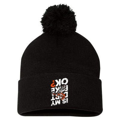 Upside Down Is My Dirt Bike Ok For Dirt Bikers Pom Pom 12in Knit Beanie