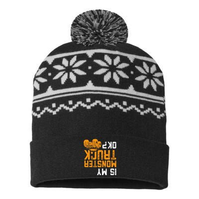 Upside Down Is My Monster Truck Ok Monster Truck Lovers USA-Made Snowflake Beanie