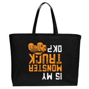 Upside Down Is My Monster Truck Ok Monster Truck Lovers Cotton Canvas Jumbo Tote