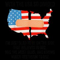 Usa Divided IM Just Glad To Be On The Side Believes In God Stripe Pom Pom Beanie