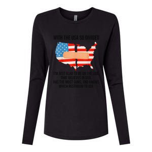 Usa Divided IM Just Glad To Be On The Side Believes In God Womens Cotton Relaxed Long Sleeve T-Shirt