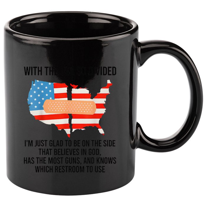 Usa Divided IM Just Glad To Be On The Side Believes In God 11oz C Handle Ceramic Mug