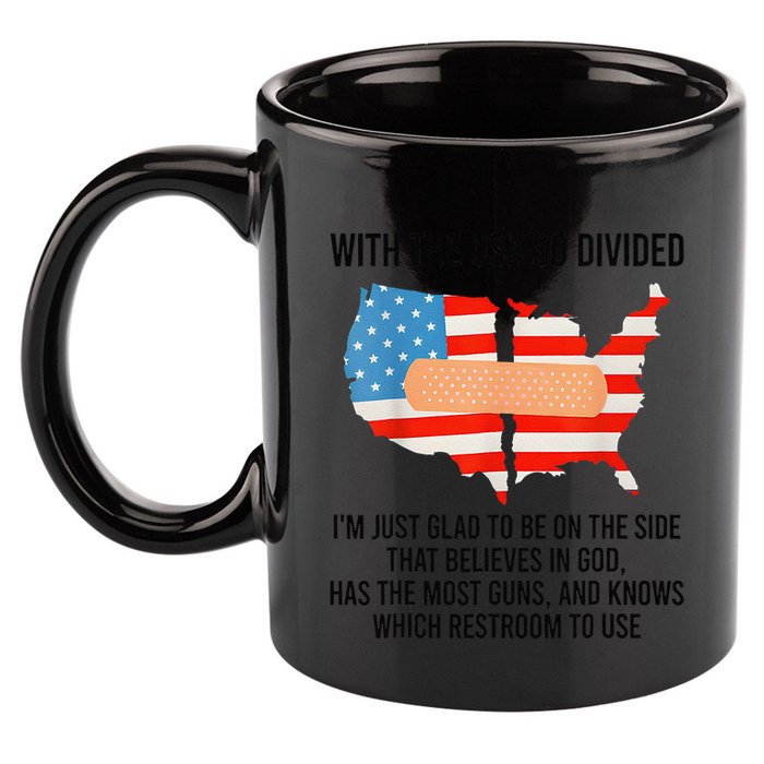Usa Divided IM Just Glad To Be On The Side Believes In God 11oz C Handle Ceramic Mug