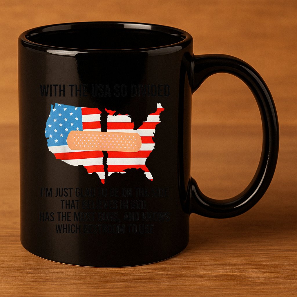 Usa Divided IM Just Glad To Be On The Side Believes In God 11oz C Handle Ceramic Mug