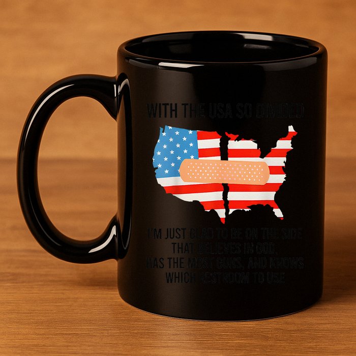Usa Divided IM Just Glad To Be On The Side Believes In God 11oz C Handle Ceramic Mug